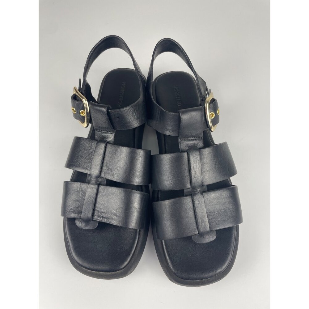 Nordstrom Women's 8.5M Noavea Lea Leather Chunky Strappy Slingback Buckle Sandal - Picture 3 of 11